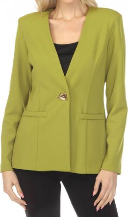 Joseph Ribkoff Collarless Long Sleeve Blazer In Fern Green