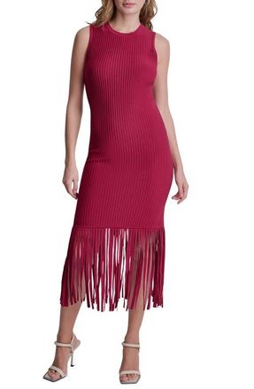 DKNY Fringe Sleeveless Sweater Dress in Rhythm Red at Nordstrom, Size X-Large