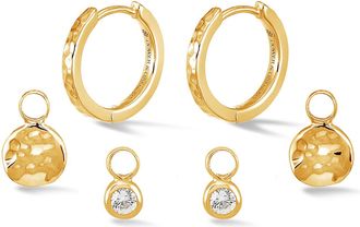 Dower & Hall Hammered Hoops Disc & Dewdrop Set