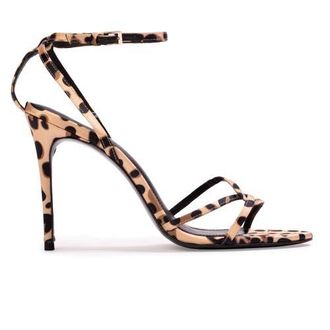 Black Suede Studio Miley 100 Satin Sandal in Cheetah Satin at Nordstrom, Size 41 Eu