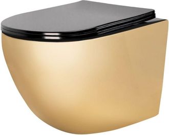 Rea Taza De Inodoro Wc Rea Carlo Flat Mini Oro/negro