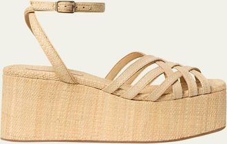 Loeffler Randall 80mm Channing Raffia Platform Sandals