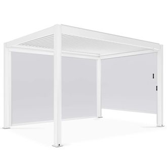Oviala Pérgola bioclimática blanca de 3x4m autoportante con 2 toldos