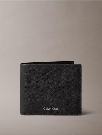 Calvin Klein Mens Refined Saffiano Bifold Wallet - Black