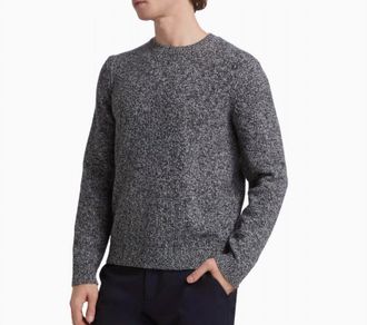 Theory Hilles Crew Sweater In Light Heather Grey/baltic