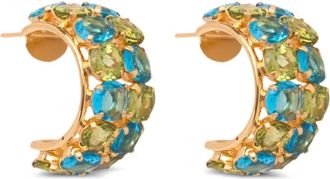 Bounkit Orecchini a cerchio Sana con peridoto e quarzo - Oro