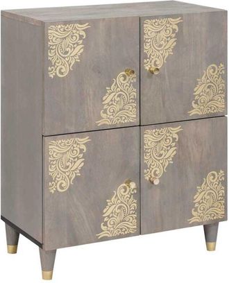 vidaXL Sideboard Grey and Gold 60 x 33 x 75 cm Solid Mango Wood vidaXL