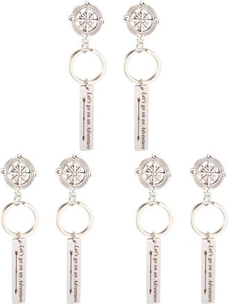 Aboofan 6pcs Graduation Keychain Let Go On an Adventure Keychain Metal Compass Keyrings Graduation Inspirational