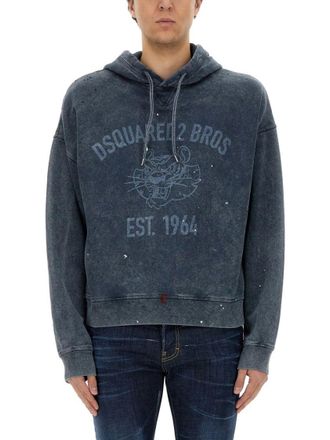 Dsquared2 Relaxed-Fit Grey Sweatshirt With Iconic Logo Print