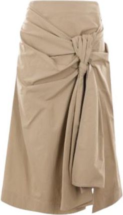 Bottega Veneta Womens Sand Co-blend Clothing Skirts - Tan Cotton - Size EU 36 (Womens)
