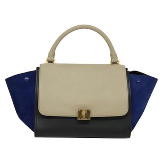 Celine Tricolor Trapeze Leather Beige Leather Handbag (Pre-Owned)