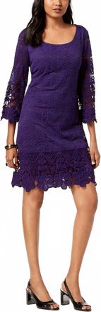 Alfani Crochet Trim Illusion Dress In Purple Geranium