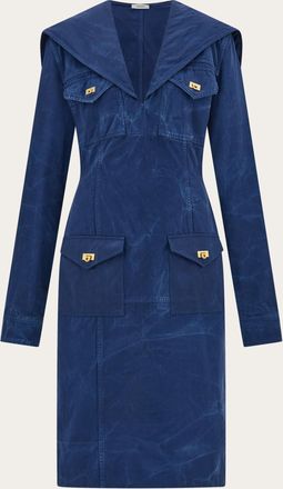Ferragamo Donna Abito in gabardina lavata Blu