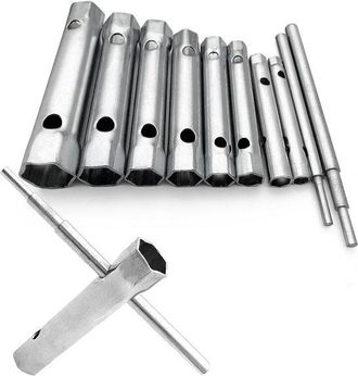 No Brand Juego De Llaves Para Buj&iacute;as - Llave Para Tubos - Abrazaderas De Instalaci&oacute;n - Juego De 10 Llaves De Doble Cara - De 6 A 22 Mm - Pulidas