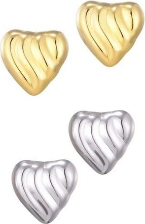 Adornia Statement Heart Stud Earrings in Silver/Gold at Nordstrom Rack