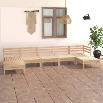 vidaXL Juego De Muebles De Jard&iacute;n 7 Piezas Madera Maciza De Pino Vidaxl