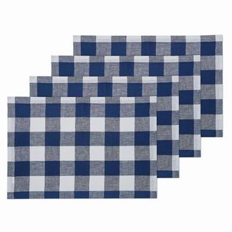 Solino Home Linen Placemats Set of 4, 14 x 19 Inch for Dining Table, Holiday and Everyday Table Decor - Buffalo Check in Blue And White at Nordstrom