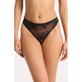 Simone P&eacute;r&egrave;le Louise Lace Thong in Black at Nordstrom, Size Medium