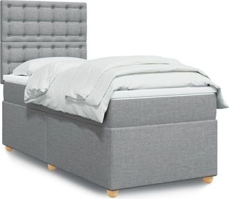 vidaXL Vidaxl - Cama Box Spring Con Colch&oacute;n Tela Gris Claro 90x190 Cm
