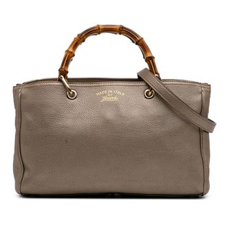 Gucci Bamboe Shopper Leren Tote