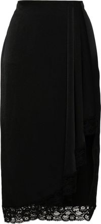 Blumarine asymmetric lace-detail skirt - women - Cotton/Polyamide/Polyester - 42 - Black