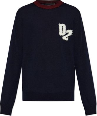 Dsquared2 Wool Sweater - Heren - Ronde hals truien - Blauw - M - Wol - Truien & Vesten
