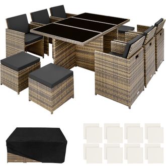 TecTake Garden Table & Chairs New York in Natural | Size: 2XL