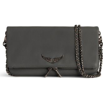 Zadig&Voltaire Rock Grained Leather Crossbody Bag in Road Silver at Nordstrom