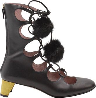 Gucci Womens Leather Heloise Lace-Up Gladiator Boot (Authentic Pre-Loved)