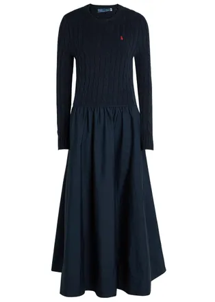 Polo Ralph Lauren Logo Stretch-cotton Midi-dress - Navy - S (UK8-10 / S)