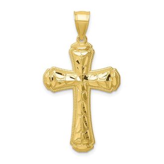 Diamond2Deal 10k Yellow Gold Diamond-cut Cross Pendant