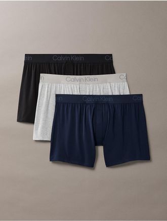 Calvin Klein Mens Ultra Soft Modal 3-Pack Slim Boxer - Blue - XL