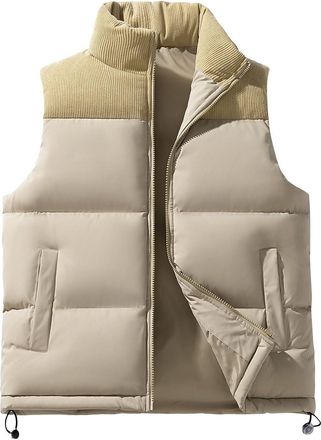 Generic Mens Padded Gilet Lightweight Puffer Body Warmer with Zipper Winter Warm Sleeveless Jacket Coat Outwear Bodywarmer Puffer Vests with Pockets( 04-06, M