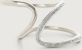 Monica Vinader Sterling Silver Riva Diamond Open Wrap Ring Diamond