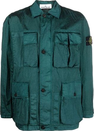 Stone Island Giubbotto Shirt Jacket Bottle Green 781541620-V0053