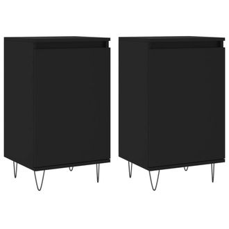 vidaXL Aparadores 2 Uds Madera De Ingenier&iacute;a Negro 40x35x70 Cm Vidaxl