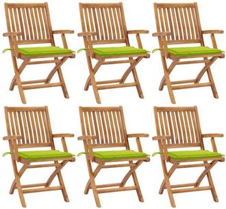 vidaXL Vidaxl - Sillas De Jard&iacute;n Plegables 6 Uds Madera Maciza Teca Con Cojines