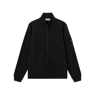 Stone Island Zip-throughs, male, Black, Size: XL Cotton Fleece Track Jacket