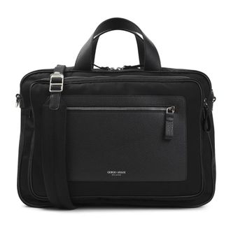 Giorgio Armani ASV Aktetas - Heren - Laptoptassen - Zwart - ONE Size - Leer - Tassen
