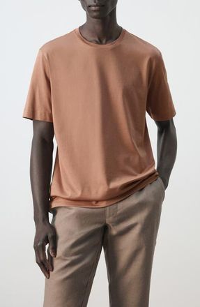 Mango Regular Fit Cotton T-Shirt in Peach at Nordstrom, Size X-Large