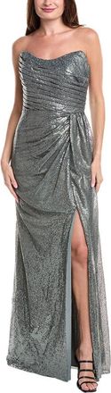 Rene Ruiz Strapless Draped Sequin Gown