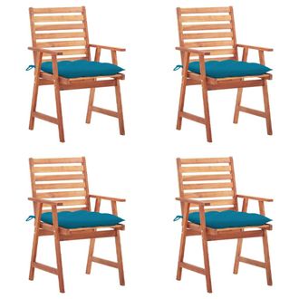 vidaXL Sillas De Comedor Para Jard&iacute;n 4 Pc Con Almohadillas Masivas