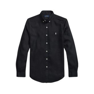 Ralph Lauren Linnen Overhemd - Heren - Casual Overhemden - Zwart - L - Linnen - Overhemden