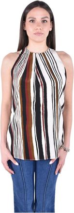 Max Mara Sleeveless Top met Asymmetrische Geplooide Halslijn - Dames - Tops zonder mouwen - Veelkleurig - S - Tops