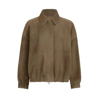 Brunello Cucinelli Jassen, Dames, Bruin, M, Su&egrave;de, Couture Su&egrave;de Jas