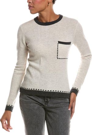 Autumn Cashmere Two Tone Crewneck 100% Cashmere Sweater