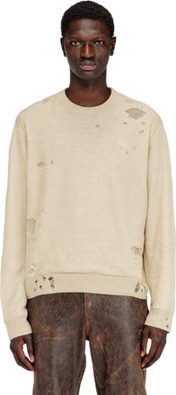 Diesel Destroyed linen jumper - Knitwear - Man - Brown