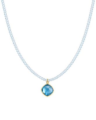 Jewelmak 14K Blue Topaz, Swiss Blue Topaz Necklace