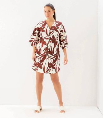 Karen Kane Lantern Sleeve Button-Front Dress In Print