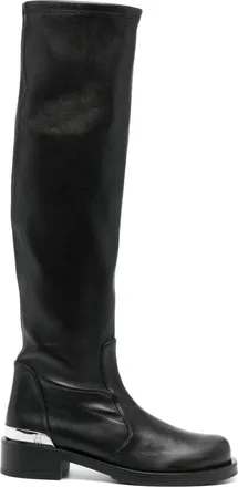 Stuart Weitzman Mercer Bold 40mm boots - women - Calf Leather/Fabric/Polyurethane/Rubber - 38 - Black